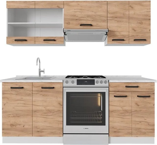 Vicco R-Line Küchenzeile Goldkraft Eiche Weiß modern B/T/H: 200 x 60 x 82 cm - Bild 1