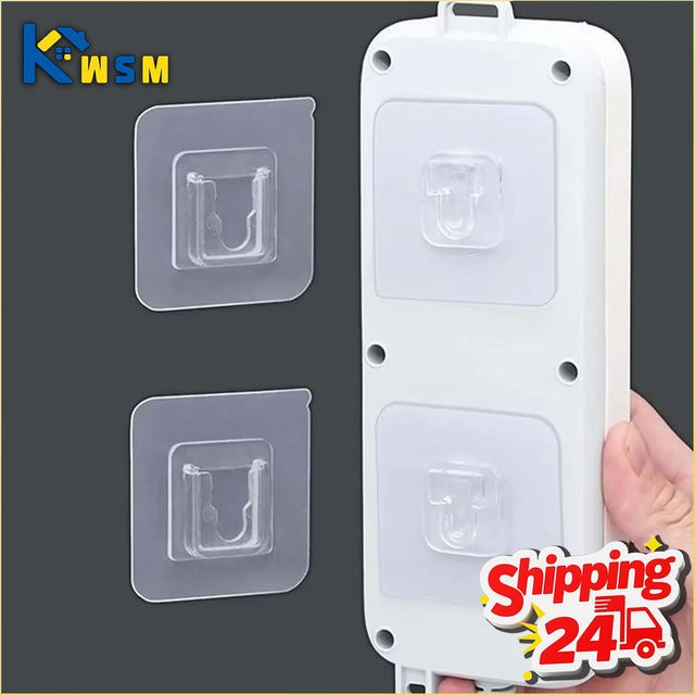 100 Stück transparente Schwerlast-Wandhaken aus Kunststoff zur bohrfreien Montage von Router-Regalen und Steckdosenleisten - Bild 1