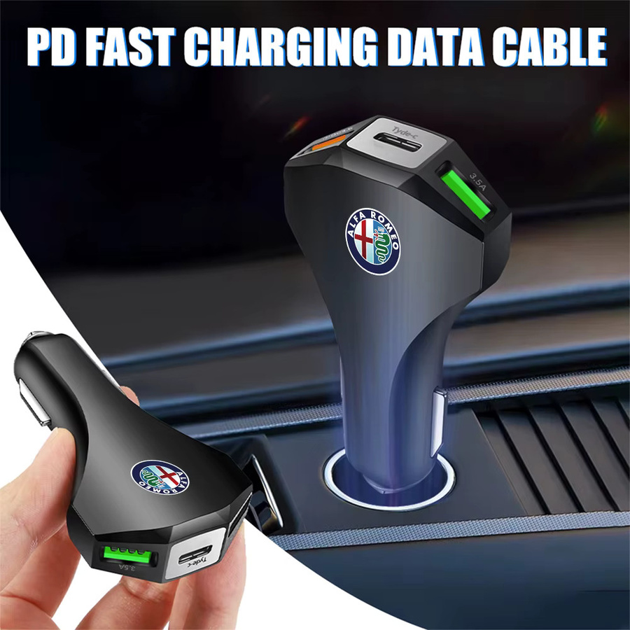 Alfa Romeo Auto Ladegerät Adapter mit Dual USB und Typ C Ports in Schwarz für Tonale und 159 - Bild 6