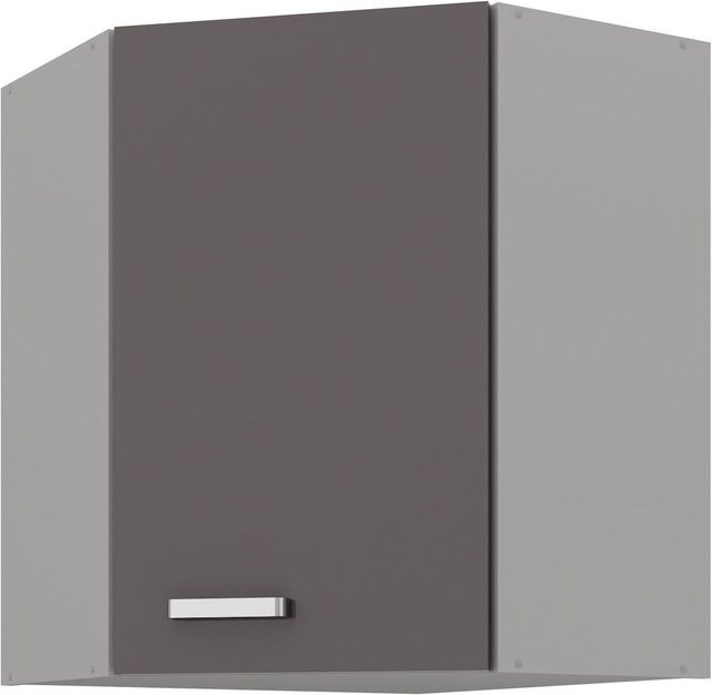 Eckhängeschrank Grey Bianca in Grau Hochglanz mit 2 Einlegeböden, B/T/H: 60 x 60 x 60 cm - Bild 1