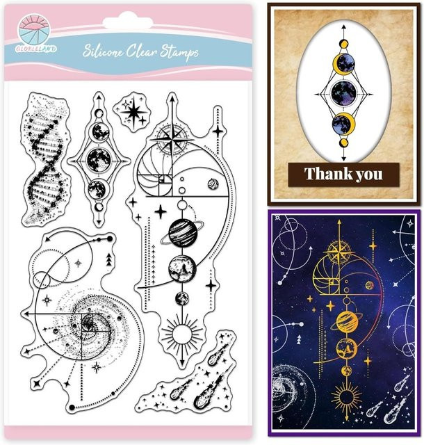 Fibonacci Planet Clear Stamps Galaxy Magic Star Transparent Stempel für die Kartenherstellung, Transparent - Bild 1