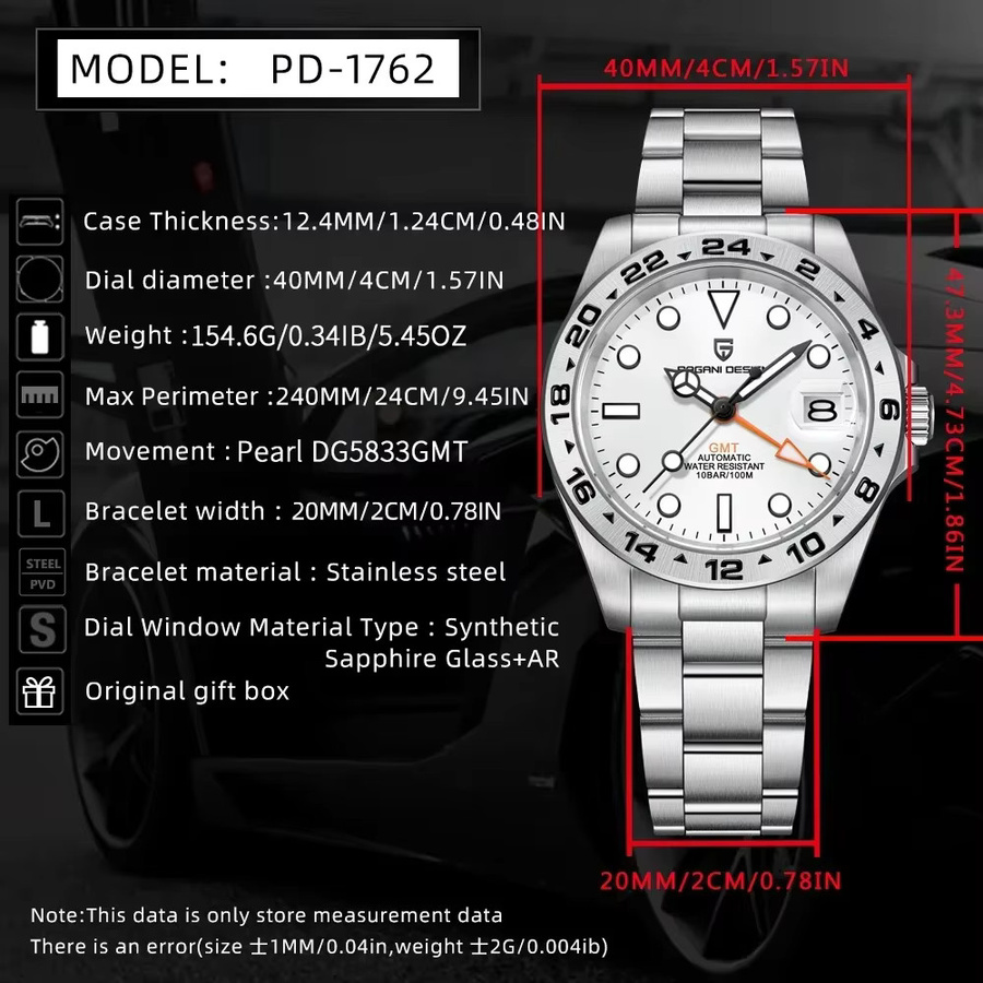 Pagani Design GMT Automatik-Armbanduhr, Edelstahl, Saphirglas, Herren - Bild 5