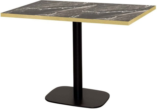 RestooTab Tisch Round rechteckig mit Messingkanten, Platte in Schwarz, Braun und Gold, Gestell in Schwarz, B/T/H: 120 x 70 x 75 cm - Bild 1