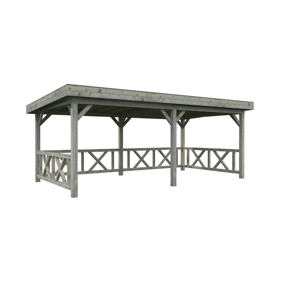 Palmako Pavillon Lenna Set 307 aus Fichtenholz in Grau mit Pultdach, B/H/T: 588 x 245 x 300 cm - Bild 2