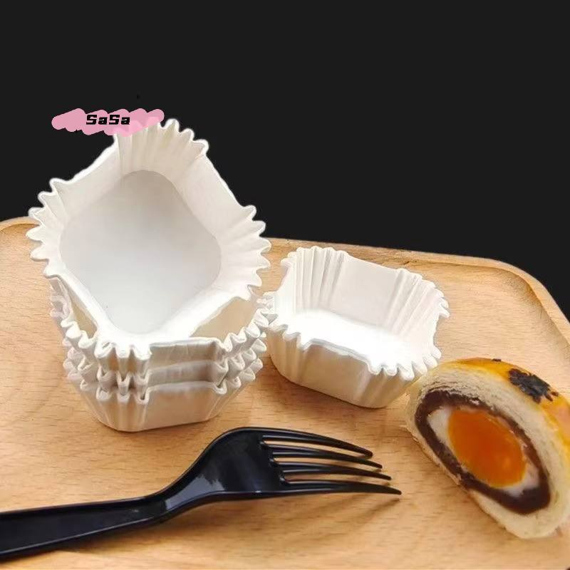 Xue Meiniang Mooncake Papierhalter, quadratische Brownie-Liner aus weißem Papier, ölbeständig, 45–62 mm - Bild 3