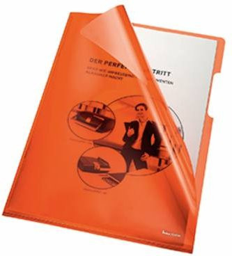 Bene Sichthüllen DIN A4 aus transparentem Kunststoff in Orange, 100 Stück - Bild 1