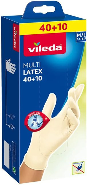 Vileda Einmalhandschuhe Natural Latex in Beige, Größe M/L, 40+10 Stück - Bild 1