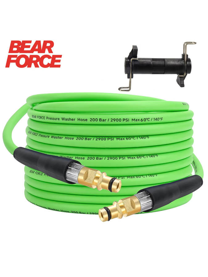 BEAR FORCE Hochdruckreiniger-Wasserschlauch 1/4 Zoll, 15 m Länge, 200 Bar, knickresistent, grün, passend für Kärcher K2-K7 Klick-Typ - Bild 6