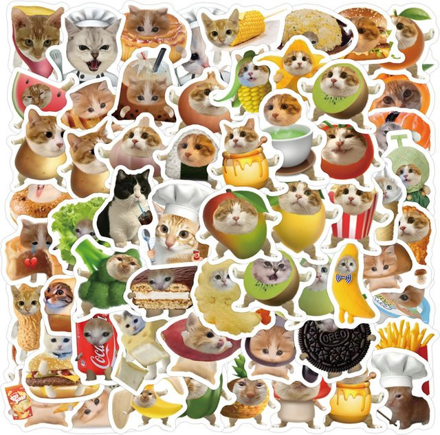 100 lustige Graffiti-Aufkleber für Lebensmittel und Katzen in Multicolour von AufnahmeYourLife Store - Bild 1
