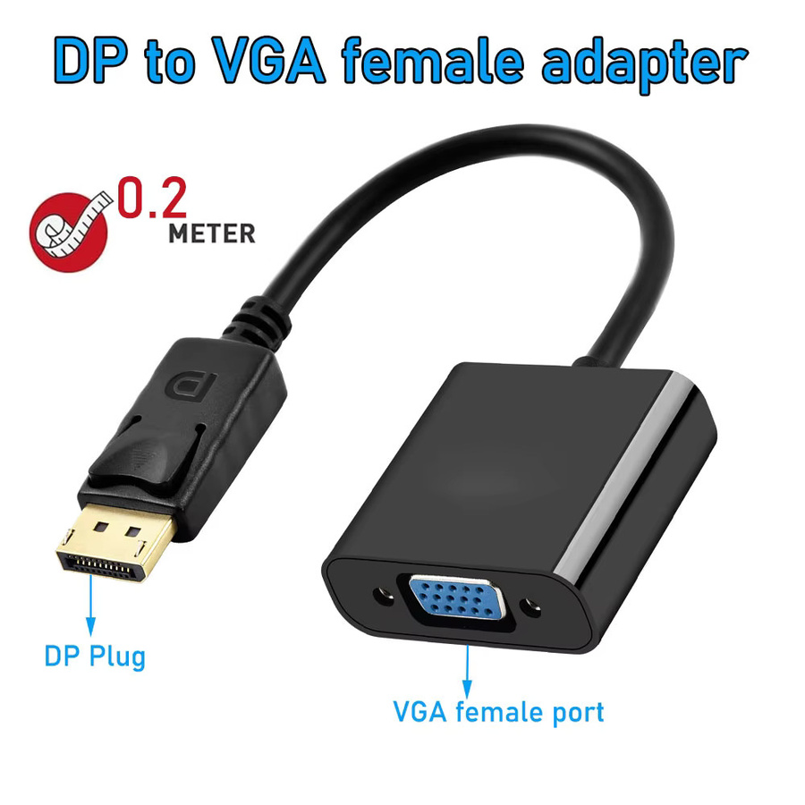 Hdmatters DisplayPort zu VGA Adapter Kabel in Schwarz für 1080p Auflösung - Bild 4