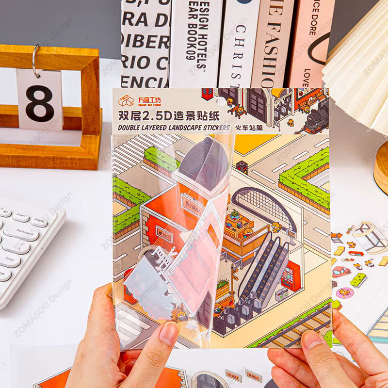 3D Landschaft Aufkleber Grand Hotel Größe Doppel Schicht DIY Kabinen Szene Relief Sticker für Erwachsene und Kinder in Mehrfarbig - Bild 2