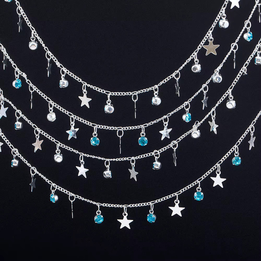 Anhänger Stern, Blau, Glas, Strass, Kupfer, Silber, Kristall - Bild 3