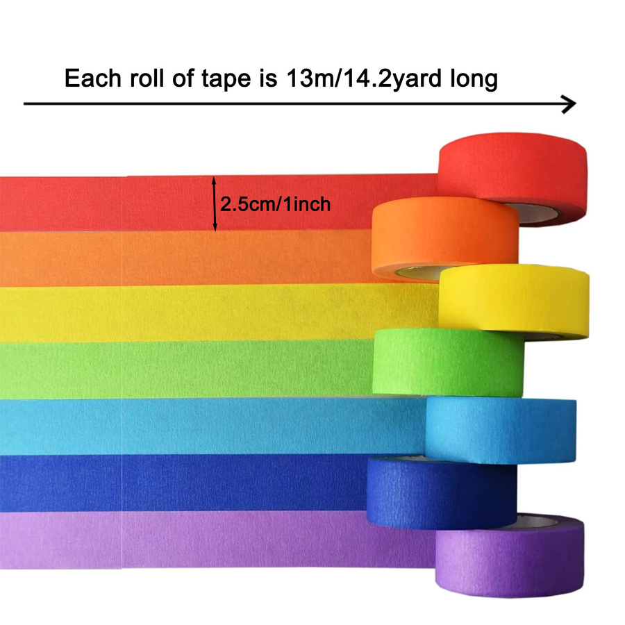6 Rollen farbiges Abdeckband Regenbogen-Malerei-Klebeband für Kinder und Heimwerker, Breite: 2,5 cm, Multicolor - Bild 3