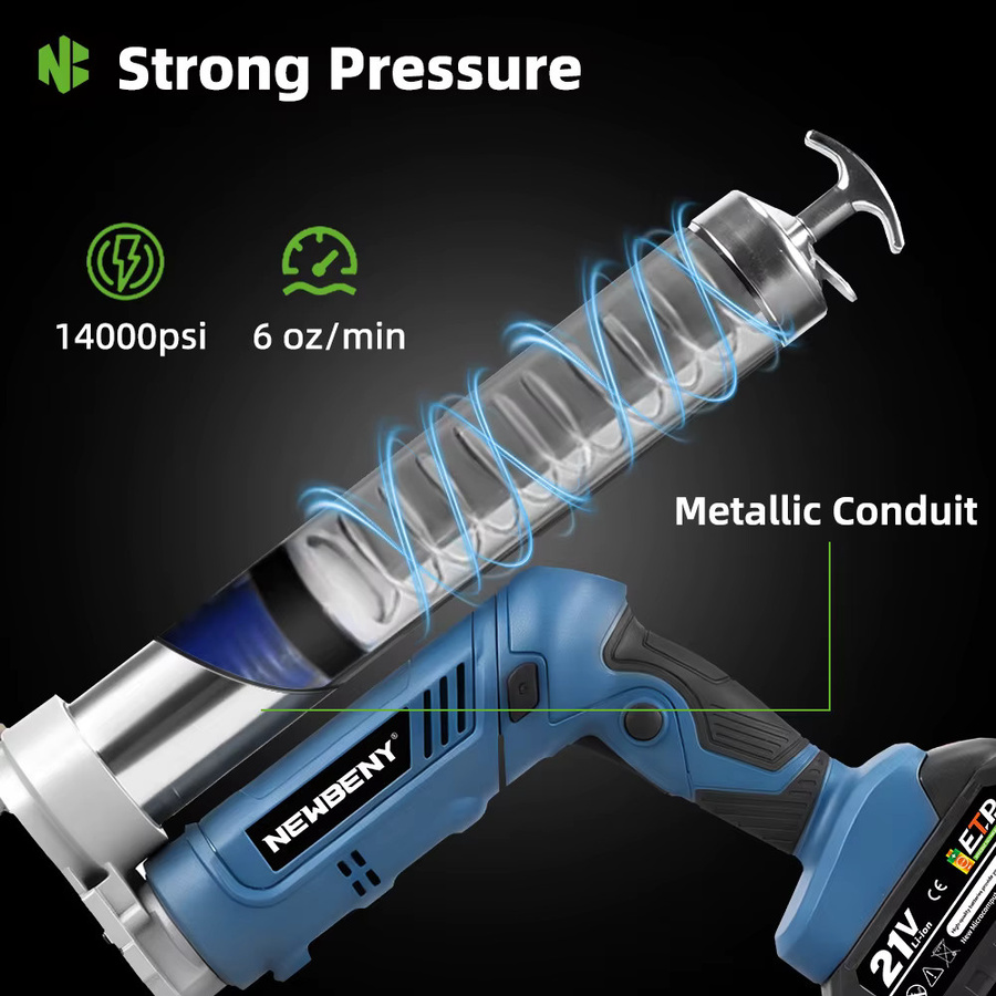 NEWBENY Elektrische Fettpresse mit 14000 PSI Hochdruck und 180 Grad drehbarem Kopf in Blau, kompatibel mit Makita Akku-Stift - Bild 6