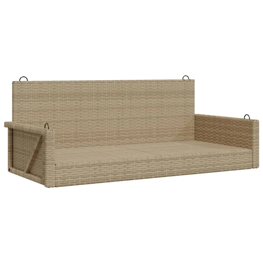furnicato Hängebank aus Poly Rattan in Beige, B/T/H: 119 x 56 x 48 cm - Bild 2