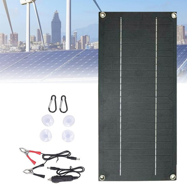 Monokristallines Solarpanel Set mit 12V Solarbatterie Erhaltungsladegerät in Schwarz für Wohnmobil, Auto, Van und Boot - Bild 1