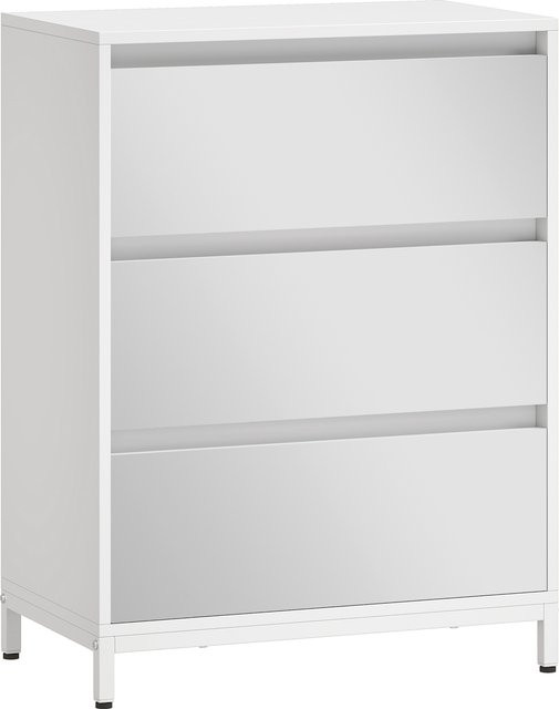 HOMCOM Kommode mit 3 Schubladen und Spiegelfront in Weiß, moderne Kommode für Schlafzimmer, Flur oder Wohnzimmer, B/T/H: 60 x 35 x 80 cm - Bild 1