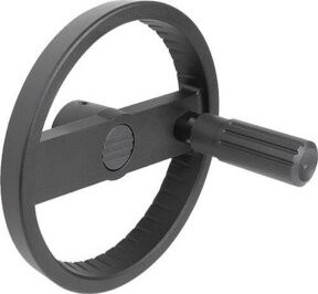 KIPP 2-Speichenhandrad Form B aus Aluminium in Silber und Schwarz mit Querbohrung D1=160 mm, D2=14 mm - Bild 1