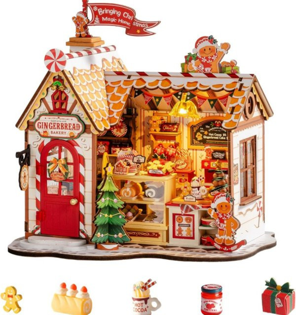 Rolife Weihnachts-Lebkuchenhaus, Miniaturhaus-Set, 250-teiliges Set, ab 14 Jahren - Bild 1