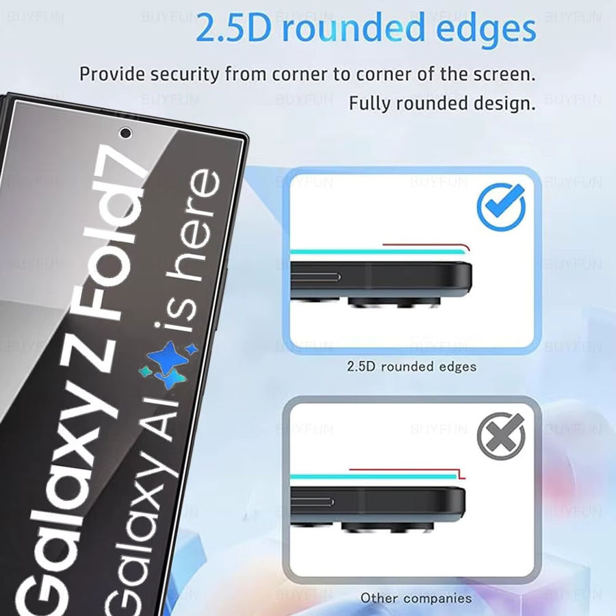Samsung Galaxy Z Fold 7 und Z Fold 6 5G Displayschutzfolie aus gehärtetem Glas, 2 Stück, transparent - Bild 5