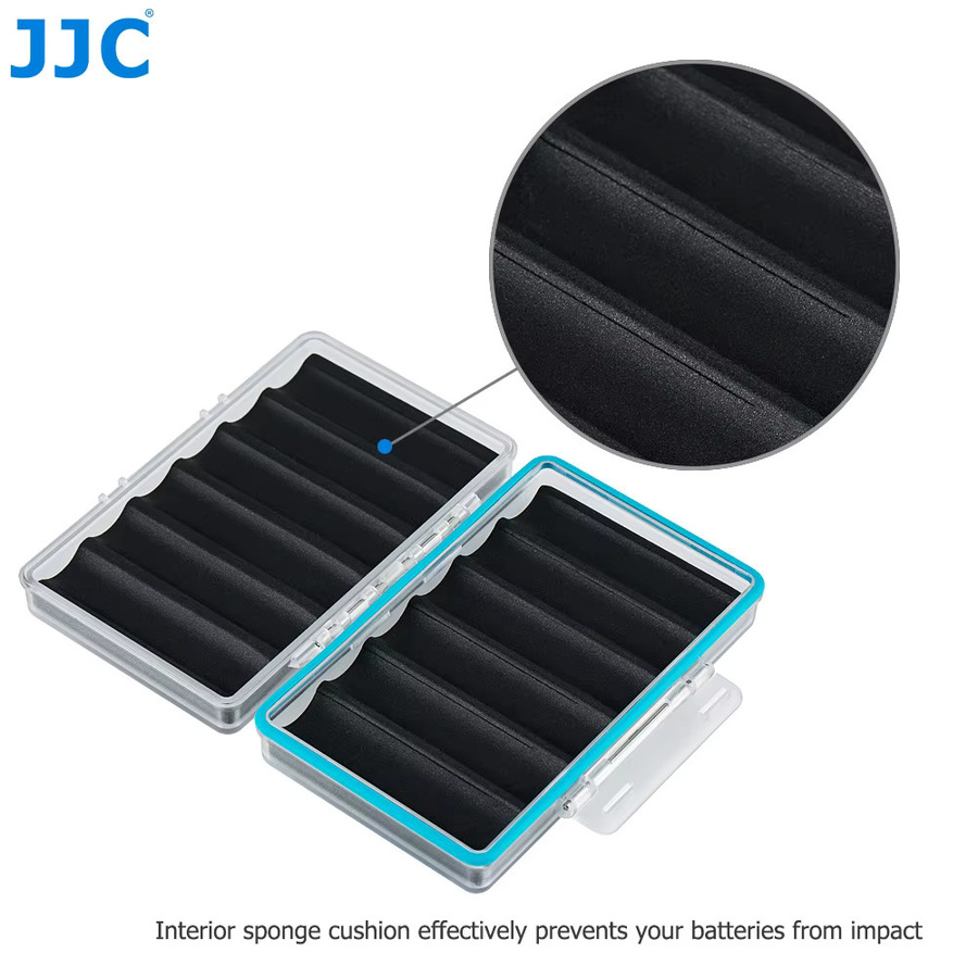 JJC Batteriegehäuse für 6 x 18650 Batterien, stoßfestes und wasserbeständiges PC-Gehäuse in Transparent/Weiß - Bild 2