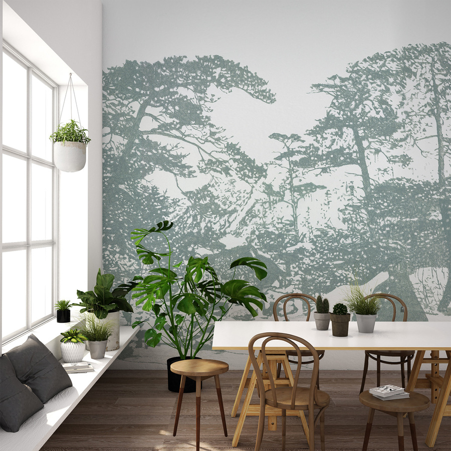 Tenue de Ville Mural Ginkesai Wandtapete in Grün, abstraktes Design, B/H: 400 x 300 cm - Bild 1
