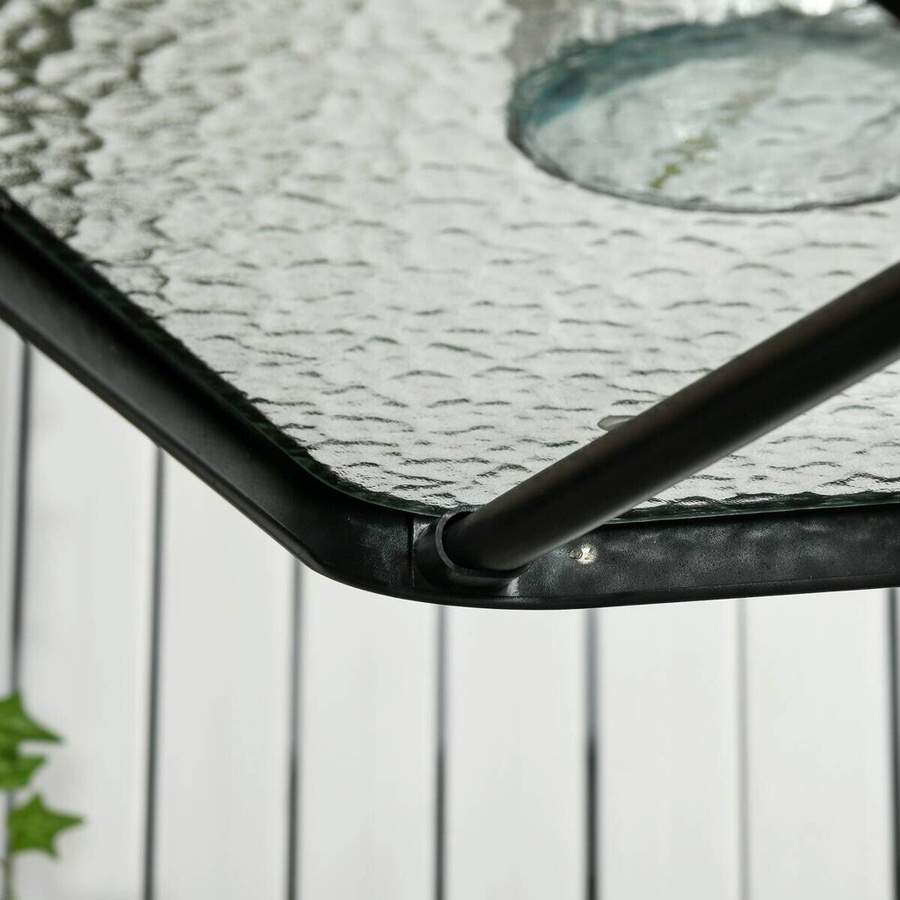 Outsunny Gartentisch modern in Schwarz mit Glasplatte und pulverbeschichtetem Stahlgestell, B/T/H: 76 x 76 x 72 cm - Bild 2