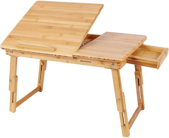 Songmics Laptoptisch aus Bambus in Natur, B/T/H: 55 x 35 x 29 cm - Bild 1
