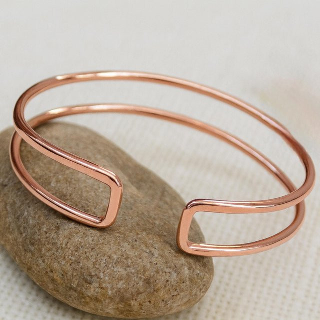 RoyalGemsJewels Armreif Kupfer, Doppelreihig, Unisex - Bild 1