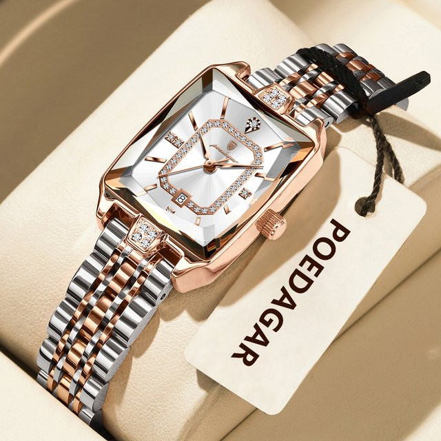 POEDAGAR Armbanduhr Quarz, Edelstahl, Datum, Damen - Bild 1