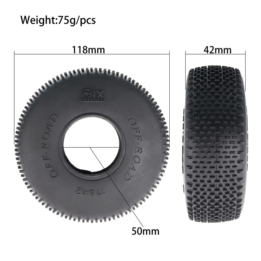 RS Gummireifen, 4-teiliges Set, 1:10, 118 mm, 1,9 Zoll, Schwarz - Bild 2