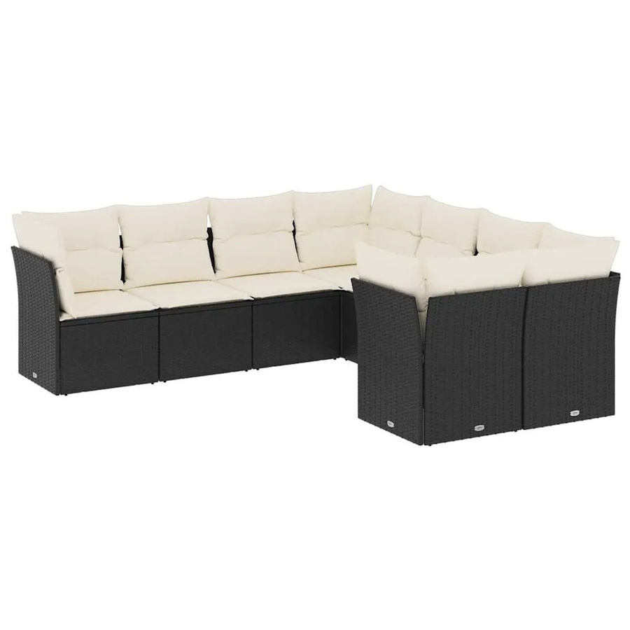 vidaXL 8-teilige Garten-Sofagarnitur in L-Form aus Poly-Rattan und pulverbeschichtetem Stahl in Schwarz mit Kissen und Stauraum - Bild 2