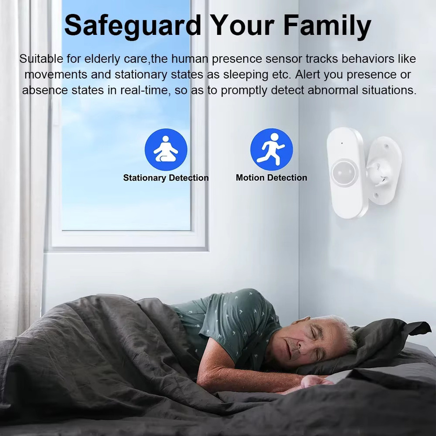 Haozee Smart Zigbee Human Presence Sensor mit 24G mmWave Radar und optionaler Temperatur- und Feuchtigkeitserkennung, Weiß - Bild 6