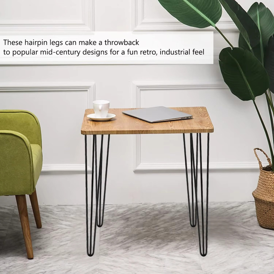 4er-Set Haarnadel-Tischbeine aus massivem Metall in Schwarz Matt, Höhe: 86 cm, ideal für Esstische, Schreibtische und Nachttische im Industrial-Design - Bild 6