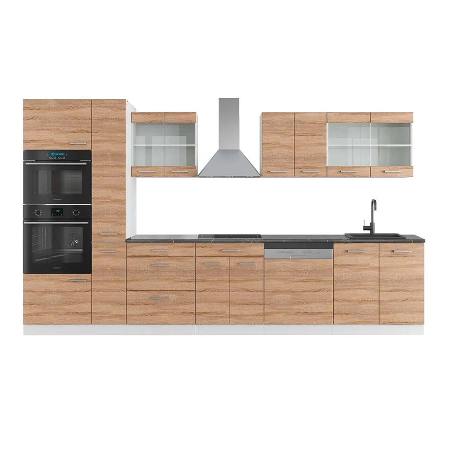 Vicco R-Line Küchenzeile Sonoma/Weiß mit Hochschrank Anthrazit, Breite: 350 cm - Bild 2