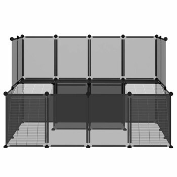 vidaXL Kleintierkäfig Freigehege aus Kunststoff und Stahl, Schwarz/Transparent, B: 143 cm, T: 107 cm, H: 93 cm - Bild 2