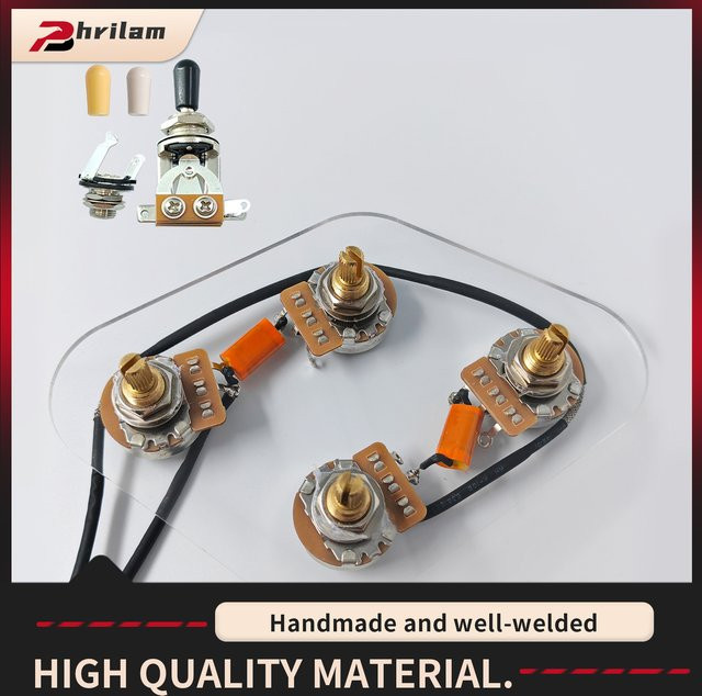 PHRILM Premium Vorverdrahtetes 2T2V Verkabelungsset mit Separatem Schalter für LP-Style E-Gitarren - Bild 1