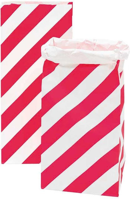 Rico Design Paper Poetry Maxi-Blockbodenbeutel aus Kraftpapier mit Streifen Muster, 2 Stück, Pink-Weiß, B: 51 cm, T: 23 cm, H: 13,5 cm - Bild 1