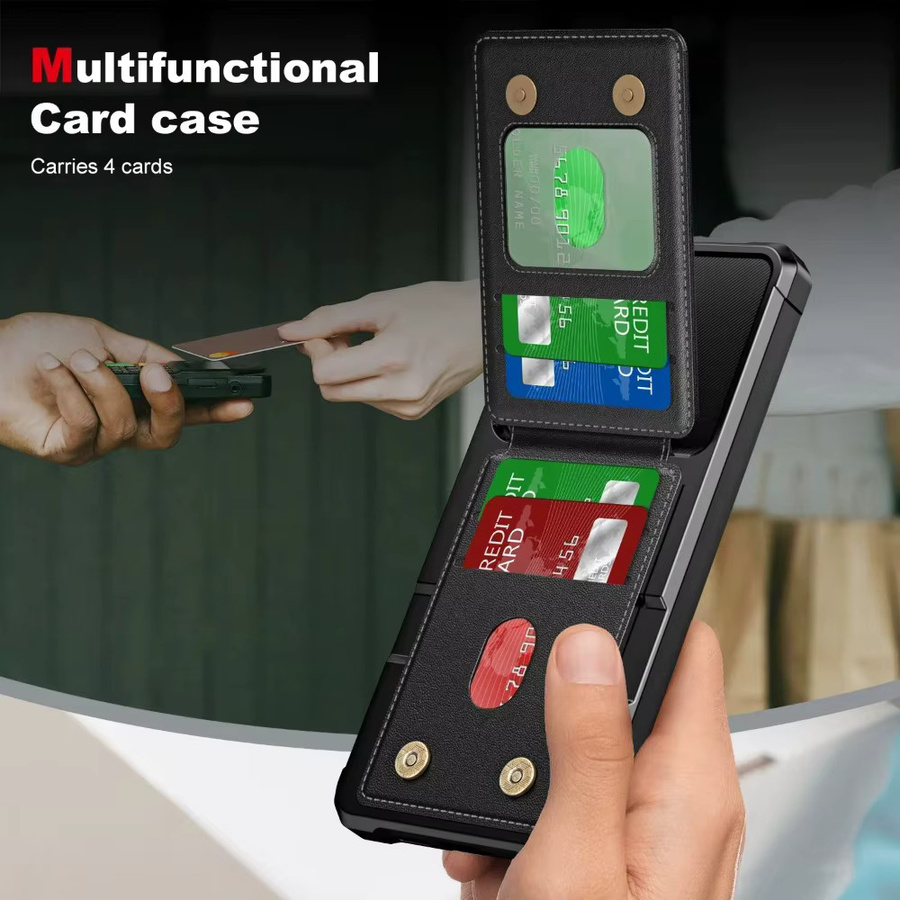 Samsung Kartenfach-Brieftaschenhülle mit Ständer in Schwarz für Galaxy S26 S25 S24 S23 S22 S21 Ultra Plus A57 A37 A56 A36 A26 A55 A35 A54 A34 Cover - Bild 4