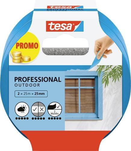 tesa professional Outdoor Malerabdeckband Blau, 2er-Pack, Breite: 25 mm, Länge: 50 m - Bild 1