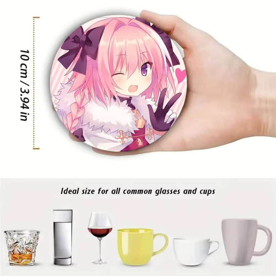 Fate Grand Order Astolfo Untersetzer aus Holz, rund, Durchmesser: 10 cm, Multicolour - Bild 5