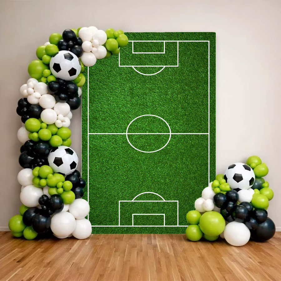 Yeele Fußball-Hintergrundbezug in Grün für Kindergeburtstage und Fotostudios als quadratische Spandex-Fotokulisse - Bild 2
