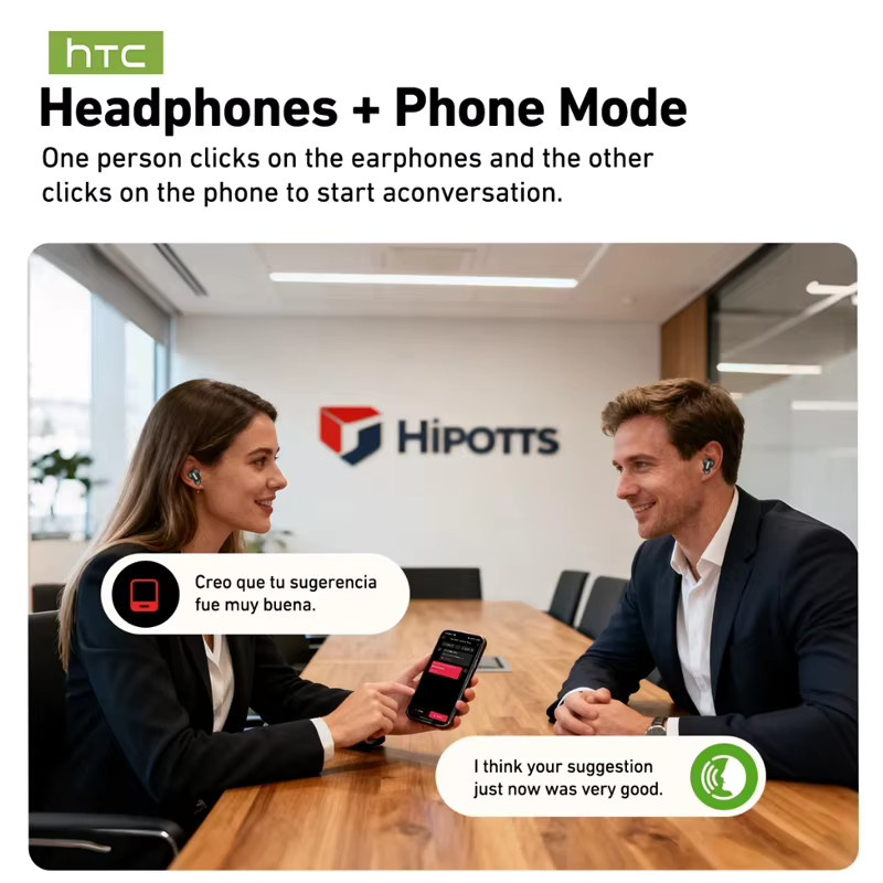 HTC NE79 Echtzeit-Übersetzungs-Ohrhörer mit Bluetooth, HiFi-Musik, HD-Anrufen und Geräuschunterdrückung, kabellose In-Ear-Ohrstöpsel mit LED-Anzeige und Mikrofon, Schwarz - Bild 2