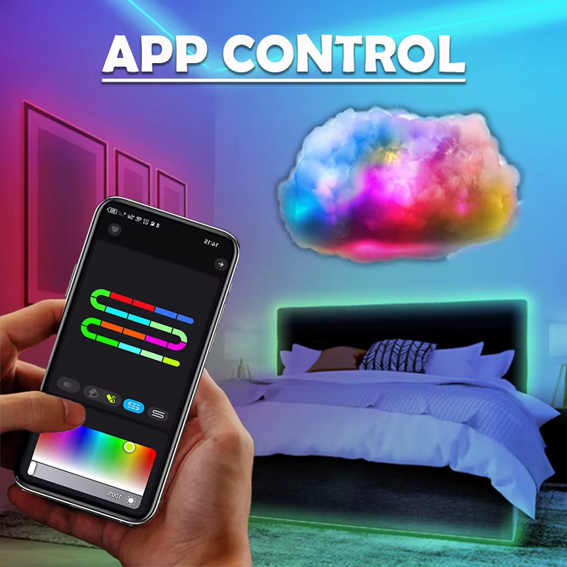 Acosh Neon LED Wolkenlicht mit 3D-Blitzlicht, mehrfarbig, App-Steuerung und Musik-Synchronisierung für deine Heimdekoration - Bild 2