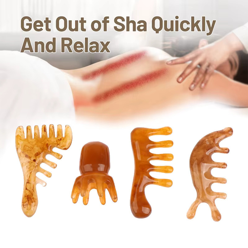 Naturharz Horn Taschenkamm Breitzahn, Kopfhaut Massagebürste, Unisex - Bild 3