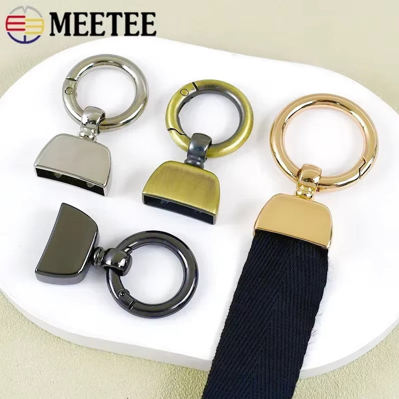 Meetee Metallfeder-Schnalle aus Stahl als drehbarer Karabinerhaken für Schlüsselanhänger und Handtaschen in Gold - Bild 1