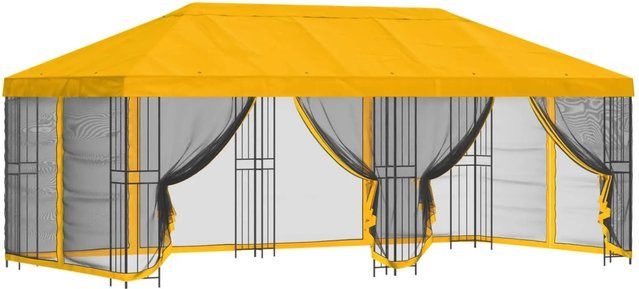 vidaXL Pavillon mit verstellbaren Seitenwänden aus Polyester und Stahl in Gelb, B: 600 cm, T: 300 cm, H: 276,5 cm - Bild 1