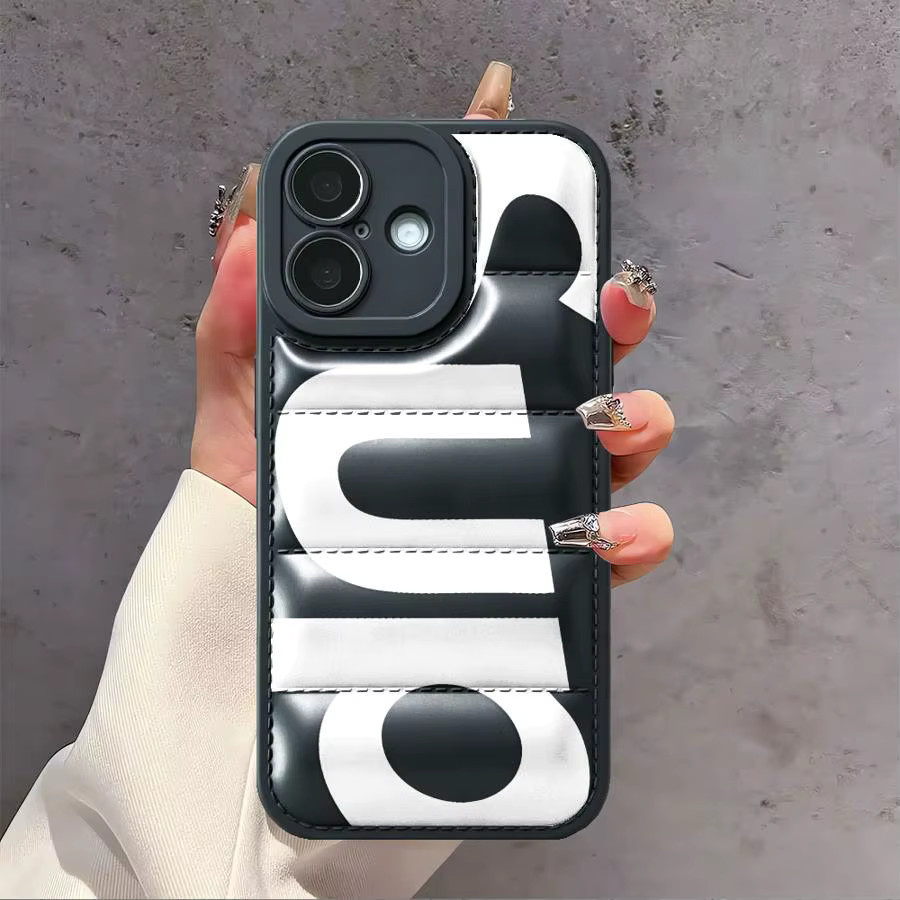 Potdemiel Daunenjacken Handyhülle für iPhone 11 bis iPhone 17 Pro Max in Schwarz - Bild 2