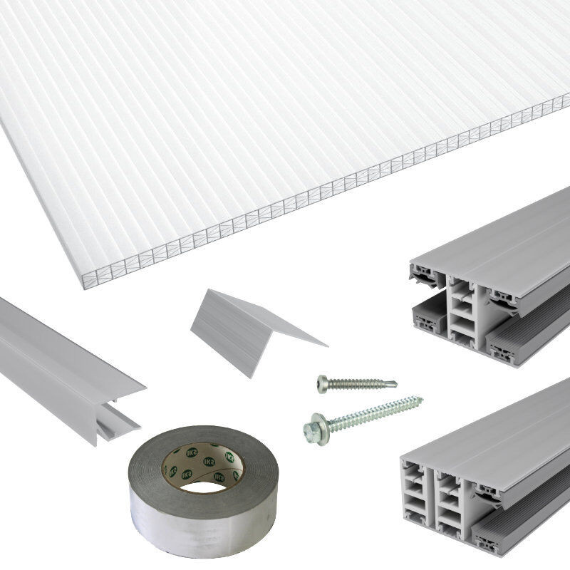 Terrassendach-Set aus Polycarbonat Stegplatten von Friedrich von Lien AG, 16 mm Multiwall-Platten mit Click-System, Farbe: transparent - Bild 1