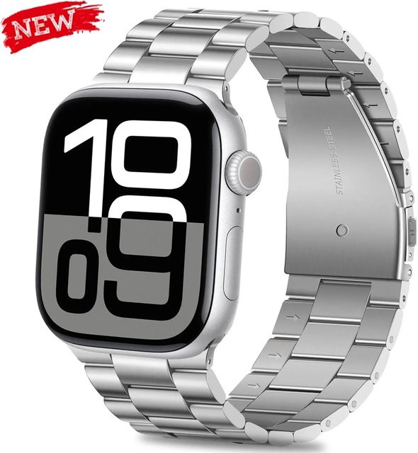 CAOWTAN Uhrenarmband Edelstahl, Silber, Unisex - Bild 1